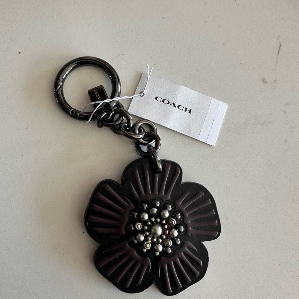 Coach Dark Purple Floral Keychain